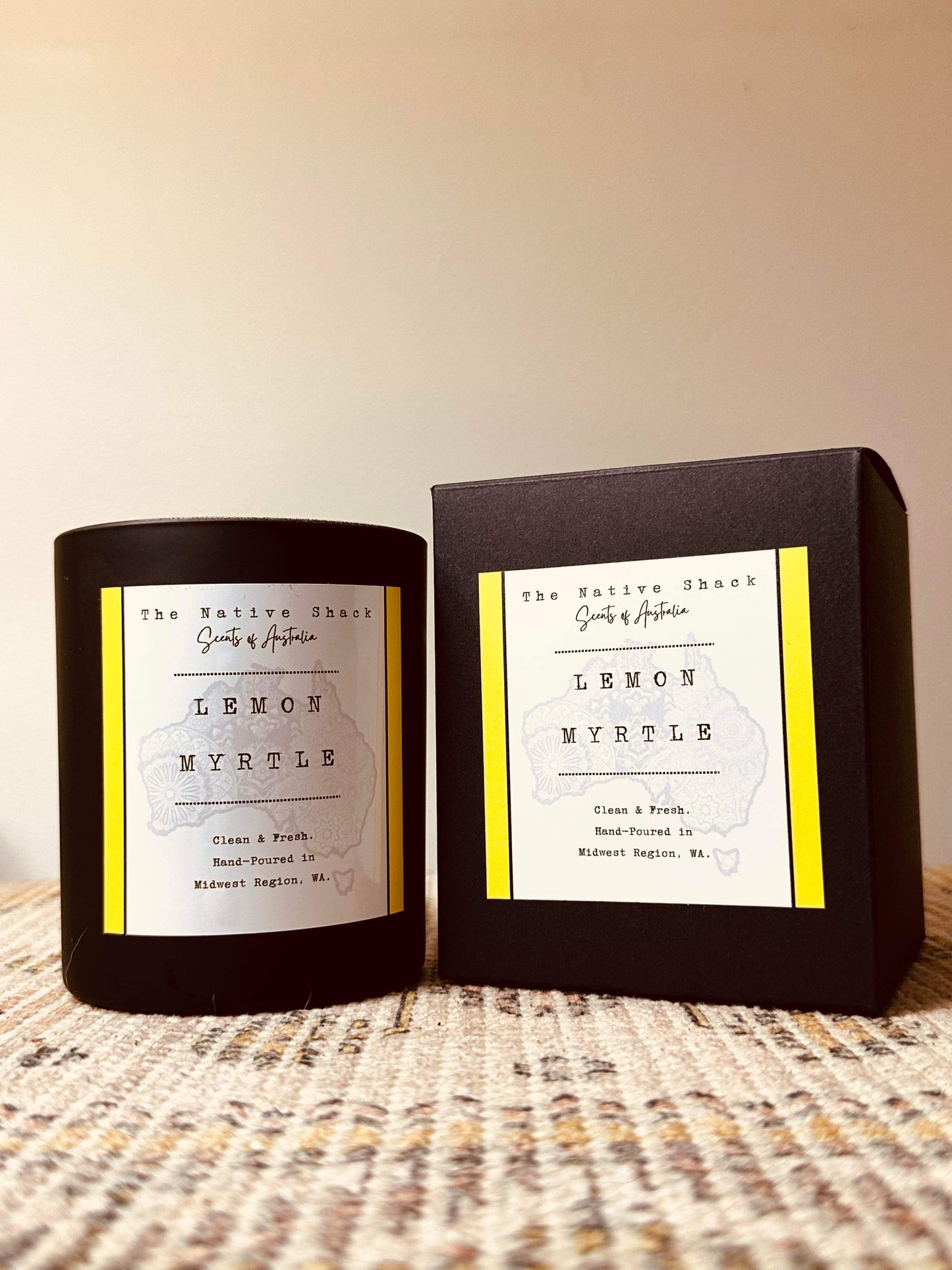 Black Boxed Candle - Lemon Myrtle