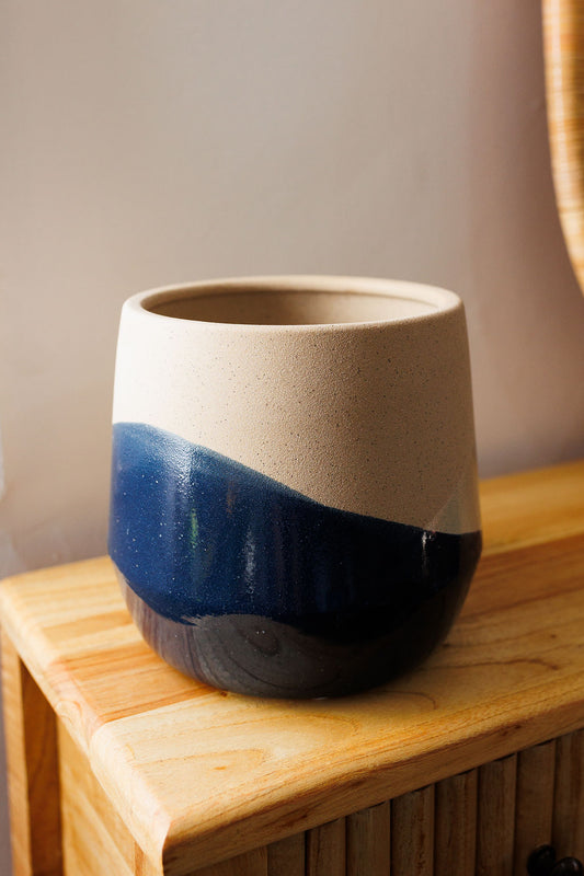 Nabil Ceramic Pot Natural/Navy