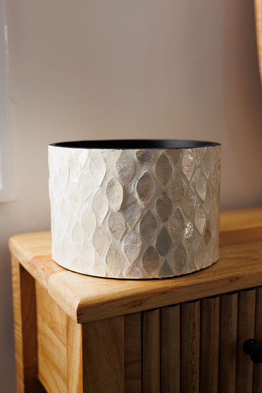 Cheyenne Shell Inlay Planter Ivory - Small