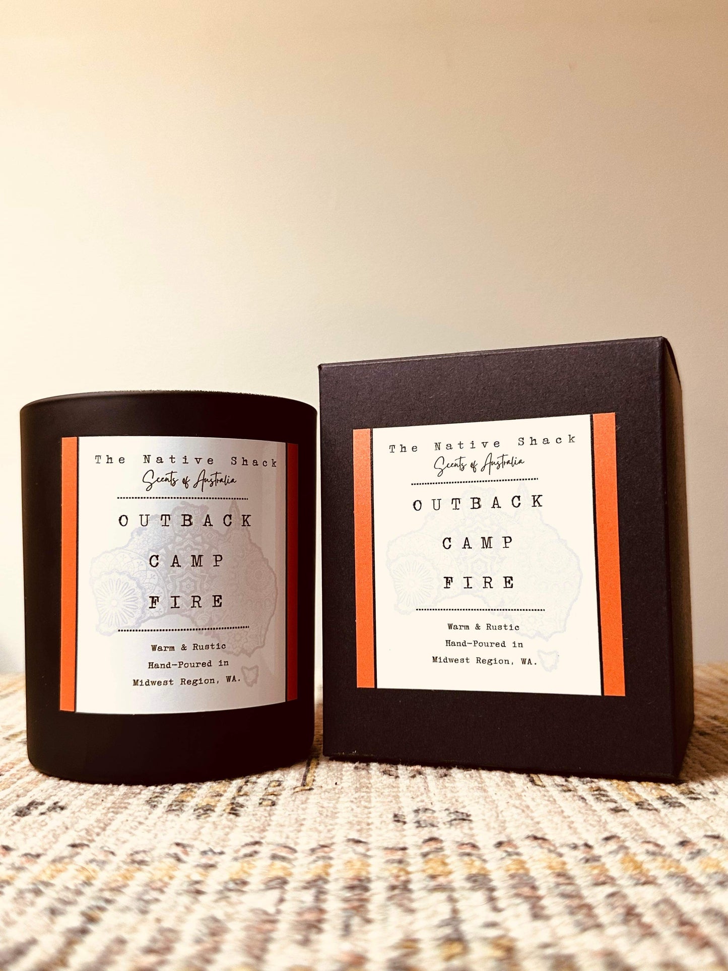 Black Boxed Candle - Outback Campfire