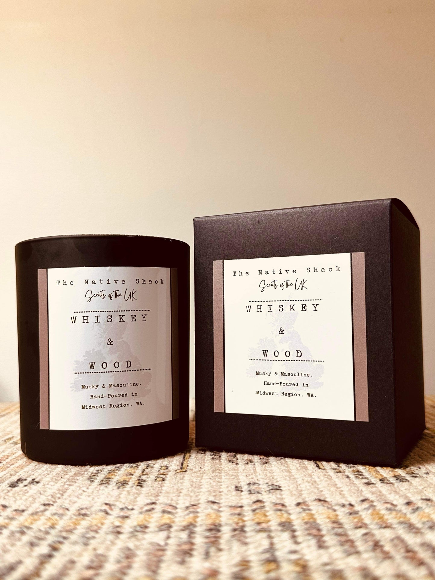 Black Boxed Candle - Whisky & Wood